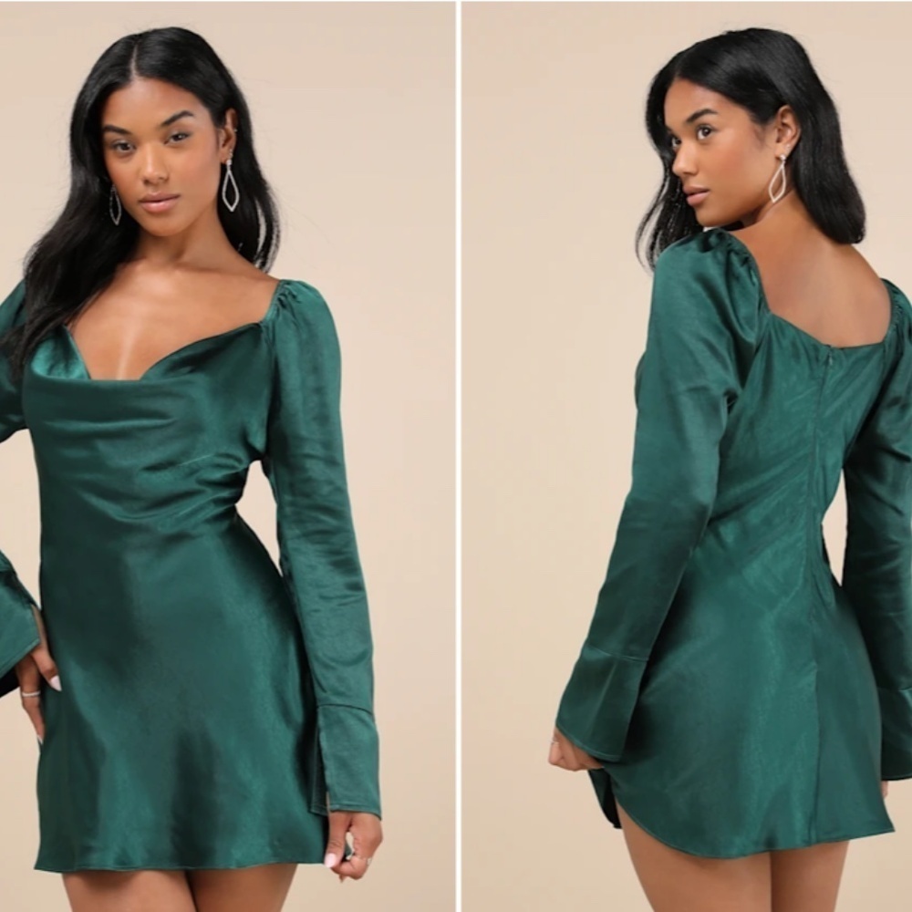 LULUS Sexy Wedding Prom Formal Event Classy Holidays Chic Satin Mini Dress - Picture 5 of 5